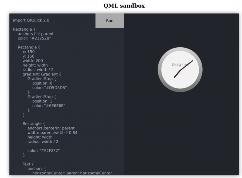 QML
sandbox running in
Firefox